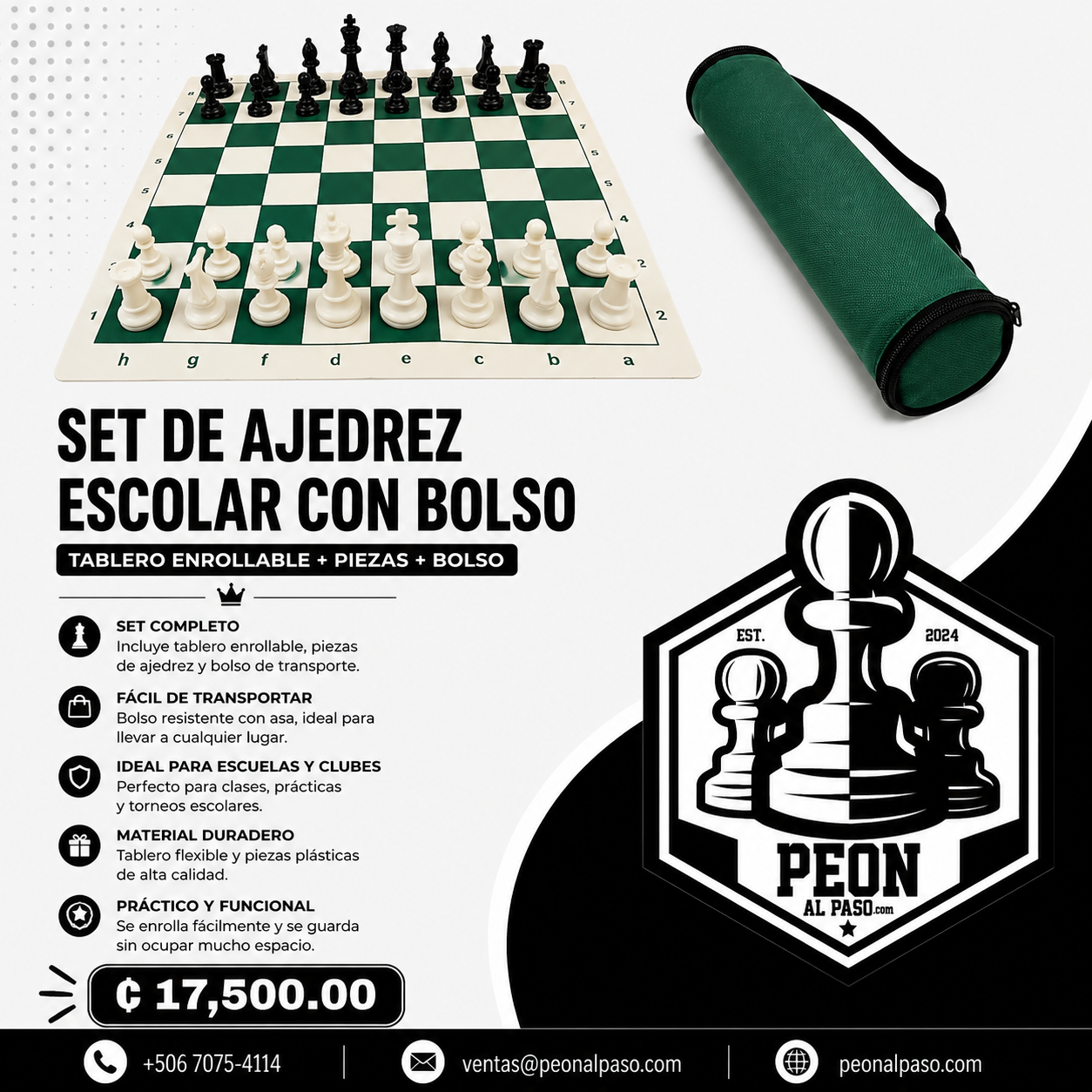 Set escolar con bolso verde